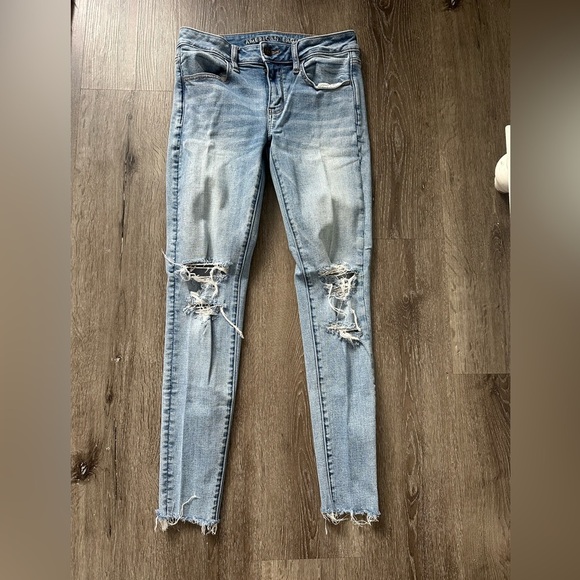 American Eagle Outfitters Denim - American Eagle Outfitters Light Blue Distressed Skinny Jeans